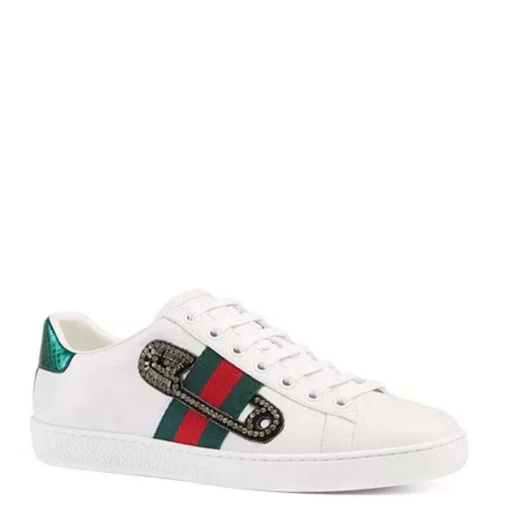 Gucci Ace Sneaker w/ Embroidered Pin